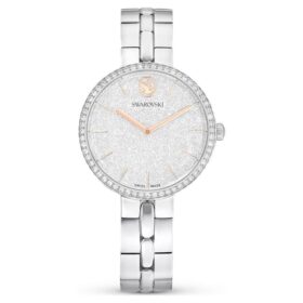 Cosmopolitan-ure, fremstillet i Schweiz, metalarmbånd, sølvfarvet, rustfrit stål