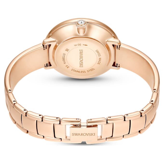 Crystalline armbåndsur, fremstillet i Schweiz, metalarmbånd, beige, rosaguld-farvet finish Crystalline armbåndsur, fremstillet i Schweiz, metalarmbånd, beige, rosaguld-farvet finish