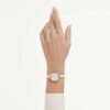 Crystalline armbåndsur, fremstillet i Schweiz, metalarmbånd, hvid, rosaguld-farvet finish Crystalline armbåndsur, fremstillet i Schweiz, metalarmbånd, hvid, rosaguld-farvet finish