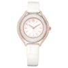 Crystalline Aura-ur, fremstillet i Schweiz, læderrem, hvid, rosaguld-farvet finish Crystalline Aura-ur, fremstillet i Schweiz, læderrem, hvid, rosaguld-farvet finish