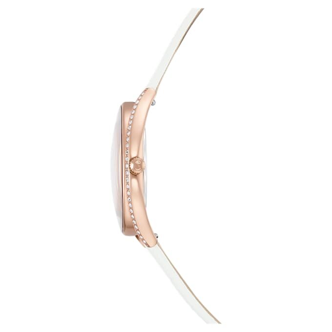 Crystalline Aura-ur, fremstillet i Schweiz, læderrem, hvid, rosaguld-farvet finish Crystalline Aura-ur, fremstillet i Schweiz, læderrem, hvid, rosaguld-farvet finish