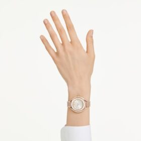 Crystalline Aura-ur, fremstillet i Schweiz, metalarmbånd, rosaguldfarvet, rosaguldfarvet finish