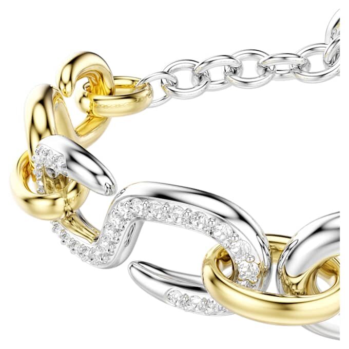 Dextera-armbånd med runde slibninger, T-bar, hvid, blandet metalfinish Dextera-armbånd med runde slibninger, T-bar, hvid, blandet metalfinish