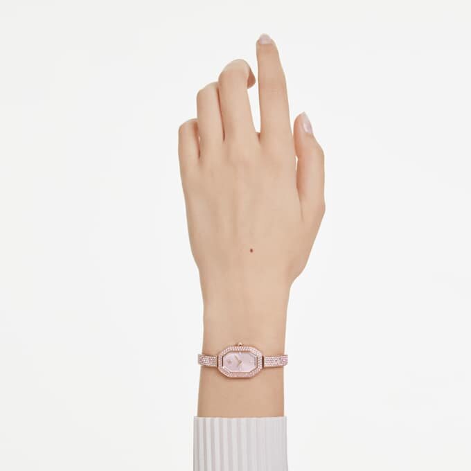 Dextera armbåndsur, fremstillet i Schweiz, metalarmbånd, lyserød, rosaguldbelagt Dextera armbåndsur, fremstillet i Schweiz, metalarmbånd, lyserød, rosaguldbelagt
