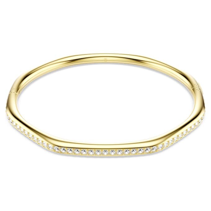 Dextera-armring i ottekantet form, rundslibede krystaller, hvid, forgyldt Dextera-armring i ottekantet form, rundslibede krystaller, hvid, forgyldt