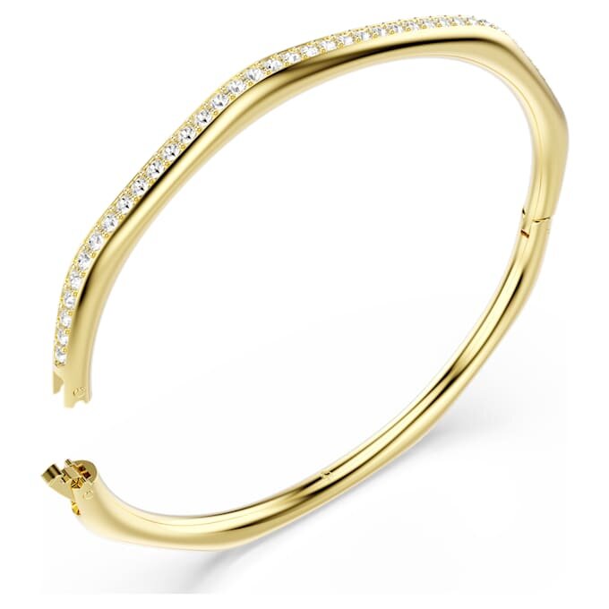 Dextera-armring i ottekantet form, rundslibede krystaller, hvid, forgyldt Dextera-armring i ottekantet form, rundslibede krystaller, hvid, forgyldt