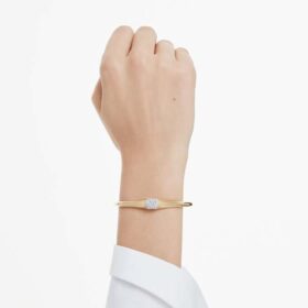 Dextera-armring med rundslibede krystaller, hvid, guldbelagt Dextera-armring med rundslibede krystaller, hvid, guldbelagt