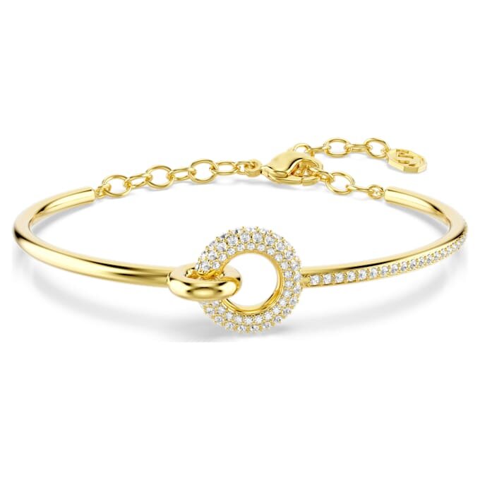 Dextera-armring med rundslibede krystaller, hvid, guldbelagt Dextera-armring med rundslibede krystaller, hvid, guldbelagt