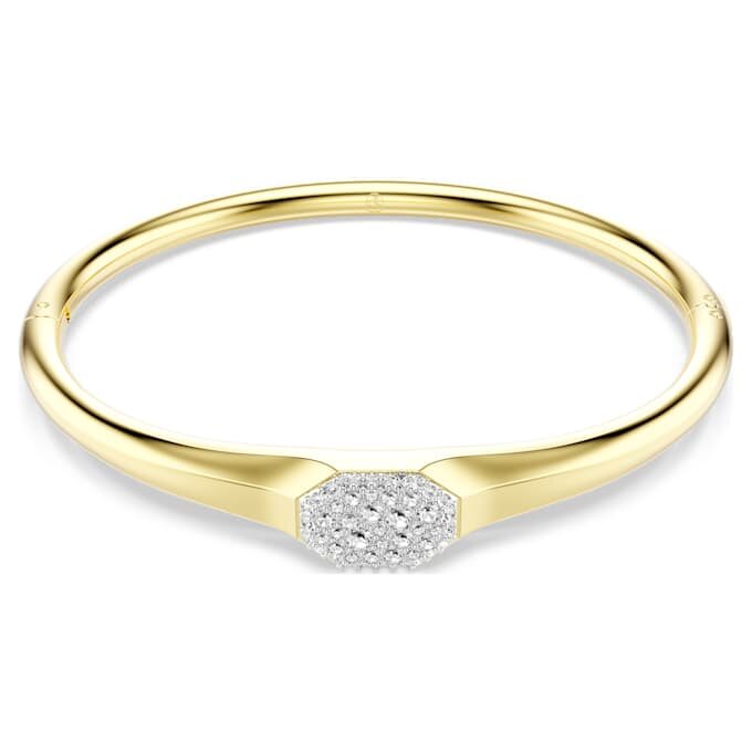 Dextera-armring med rundslibede krystaller, hvid, guldbelagt Dextera-armring med rundslibede krystaller, hvid, guldbelagt