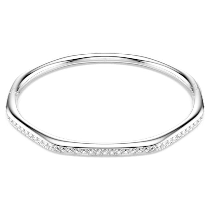 Dextera armring, ottekantet form, rundslibede krystaller, hvid, rhodineret Dextera armring, ottekantet form, rundslibede krystaller, hvid, rhodineret