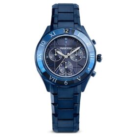 Dextera Chrono-ur 39 mm, Swiss Made, metalarmbånd, blå, blå finish