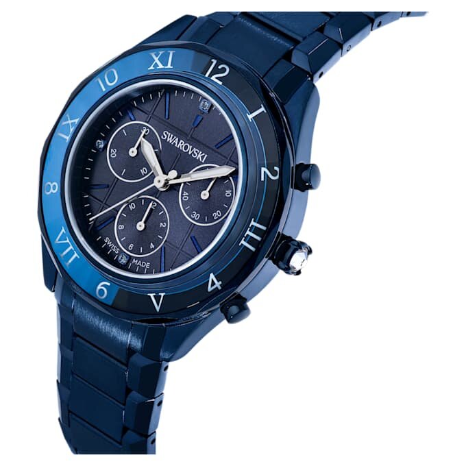 Dextera Chrono-ur 39 mm, Swiss Made, metalarmbånd, blå, blå finish Dextera Chrono-ur 39 mm, Swiss Made, metalarmbånd, blå, blå finish