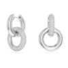 Dextera hoop-øreringe, asymmetrisk design, sammenflettede ringe, hvid, rhodiumbelagt Dextera hoop-øreringe, asymmetrisk design, sammenflettede ringe, hvid, rhodiumbelagt