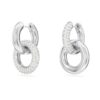 Dextera hoop-øreringe, asymmetrisk design, sammenflettede ringe, hvid, rhodiumbelagt Dextera hoop-øreringe, asymmetrisk design, sammenflettede ringe, hvid, rhodiumbelagt