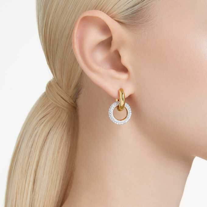 Dextera hoopøreringe, asymmetrisk design, sammenkoblede ringe, hvid, forgyldt Dextera hoopøreringe, asymmetrisk design, sammenkoblede ringe, hvid, forgyldt