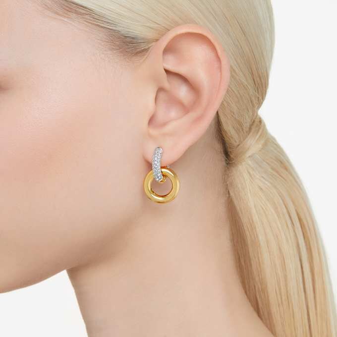 Dextera hoopøreringe, asymmetrisk design, sammenkoblede ringe, hvid, forgyldt Dextera hoopøreringe, asymmetrisk design, sammenkoblede ringe, hvid, forgyldt
