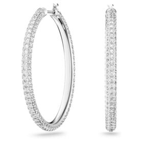 Dextera hoopøreringe med pavé, store, hvide, rhodinerede Dextera hoopøreringe med pavé, store, hvide, rhodinerede