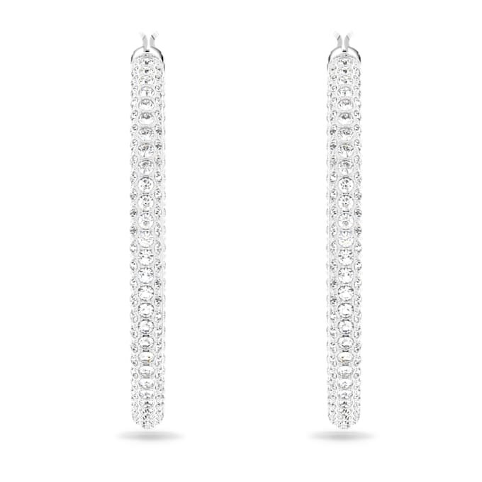Dextera hoopøreringe med pavé, store, hvide, rhodinerede Dextera hoopøreringe med pavé, store, hvide, rhodinerede