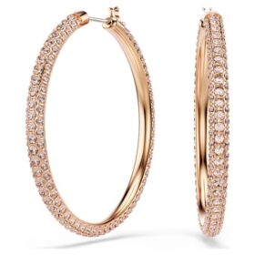 Dextera hoopøreringe med pavé, store, hvide, rosaguldbelagte Dextera hoopøreringe med pavé, store, hvide, rosaguldbelagte