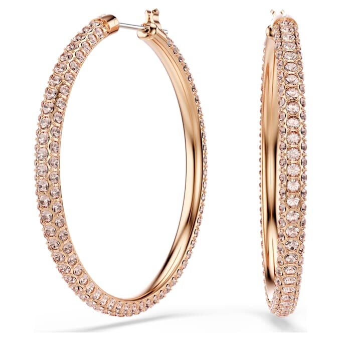 Dextera hoopøreringe med pavé, store, hvide, rosaguldbelagte Dextera hoopøreringe med pavé, store, hvide, rosaguldbelagte