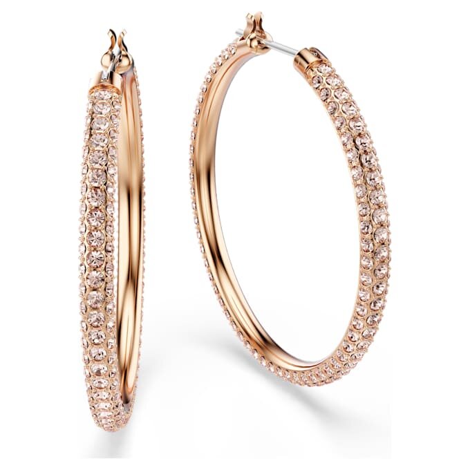 Dextera hoopøreringe med pavé, store, hvide, rosaguldbelagte Dextera hoopøreringe med pavé, store, hvide, rosaguldbelagte