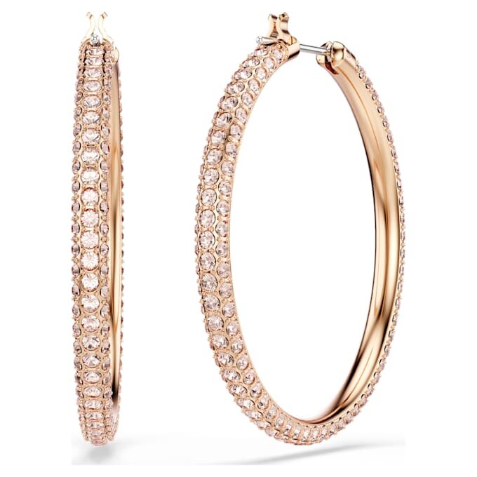 Dextera hoopøreringe med pavé, store, hvide, rosaguldbelagte Dextera hoopøreringe med pavé, store, hvide, rosaguldbelagte