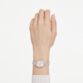 Dextera Octagon-ur, Swiss Made, metalarmbånd, sølvfarvet, rosaguld-farvet finish
