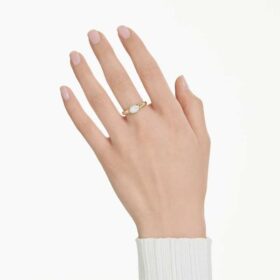 Dextera-ring med blandede slibninger, hvid, forgyldt
