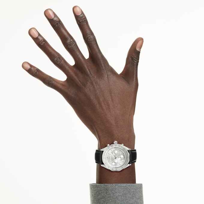 Dextera Tachymeter-ur, Swiss Made, læderrem, sølvfarvet, rustfrit stål Dextera Tachymeter-ur, Swiss Made, læderrem, sølvfarvet, rustfrit stål