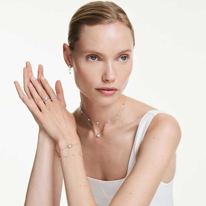 Eternity-armbånd med laboratoriefremstillede diamanter, 0,5 ct i alt, hjerteform, sterlingsølv Eternity-armbånd med laboratoriefremstillede diamanter, 0,5 ct i alt, hjerteform, sterlingsølv