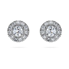 Eternity Halo-øreringe med laboratoriedyrkede diamanter, 0,45 ct i alt, rund form, sterlingsølv