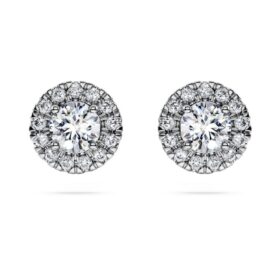 Eternity Halo-øreringe med laboratoriefremstillede diamanter, 0,75 ct i alt, runde, 14K hvidguld