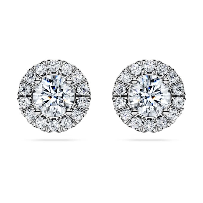Eternity Halo-øreringe med laboratoriefremstillede diamanter, 2 ct i alt, runde, 14K hvidguld Eternity Halo-øreringe med laboratoriefremstillede diamanter, 2 ct i alt, runde, 14K hvidguld