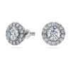 Eternity Halo-øreringe med laboratoriefremstillede diamanter, 2 ct i alt, runde, 14K hvidguld Eternity Halo-øreringe med laboratoriefremstillede diamanter, 2 ct i alt, runde, 14K hvidguld