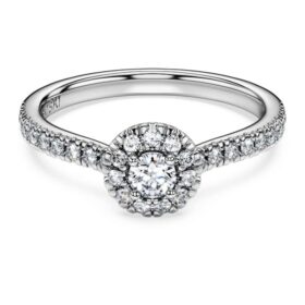 Eternity Halo-solitaire-ring med laboratoriedyrkede diamanter, 0,45 ct i alt, rund form, sterlingsølv Eternity Halo-solitaire-ring med laboratoriedyrkede diamanter, 0,45 ct i alt, rund form, sterlingsølv