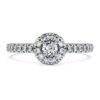 Eternity Halo-solitaire-ring med laboratoriedyrkede diamanter, 0,45 ct i alt, rund form, sterlingsølv