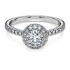 Eternity Halo solitaire-ring med laboratoriedyrkede diamanter, 0,8 ct i alt, rund form, 14K hvidguld Eternity Halo solitaire-ring med laboratoriedyrkede diamanter, 0,8 ct i alt, rund form, 14K hvidguld