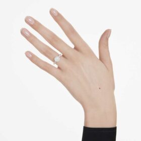 Eternity Halo solitaire-ring med laboratoriedyrkede diamanter, 1,33 ct i alt, rund form, 14K hvidguld