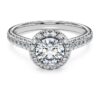 Eternity Halo solitaire-ring med laboratoriedyrkede diamanter, 1,33 ct i alt, rund form, 14K hvidguld Eternity Halo solitaire-ring med laboratoriedyrkede diamanter, 1,33 ct i alt, rund form, 14K hvidguld