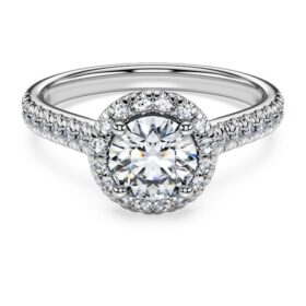 Eternity Halo solitaire-ring med laboratoriedyrkede diamanter, 1,33 ct i alt, rund form, 14K hvidguld