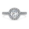 Eternity Halo solitaire-ring med laboratoriedyrkede diamanter, 1,33 ct i alt, rund form, 14K hvidguld Eternity Halo solitaire-ring med laboratoriedyrkede diamanter, 1,33 ct i alt, rund form, 14K hvidguld