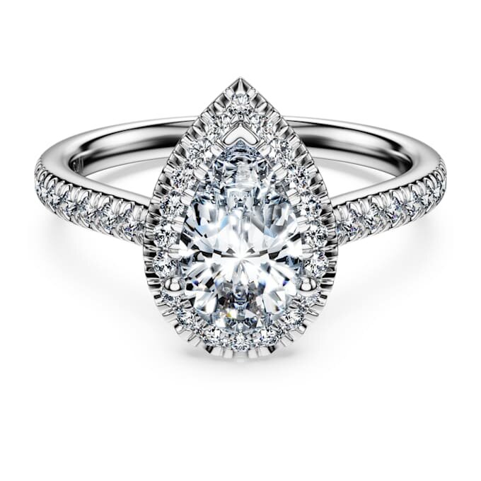 Eternity Halo solitaire-ring med laboratoriefremstillede diamanter på i alt 1,3 ct, pæreform, 14K hvidguld Eternity Halo solitaire-ring med laboratoriefremstillede diamanter på i alt 1,3 ct, pæreform, 14K hvidguld