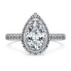 Eternity Halo solitaire-ring med laboratoriefremstillede diamanter på i alt 1,3 ct, pæreform, 14K hvidguld Eternity Halo solitaire-ring med laboratoriefremstillede diamanter på i alt 1,3 ct, pæreform, 14K hvidguld