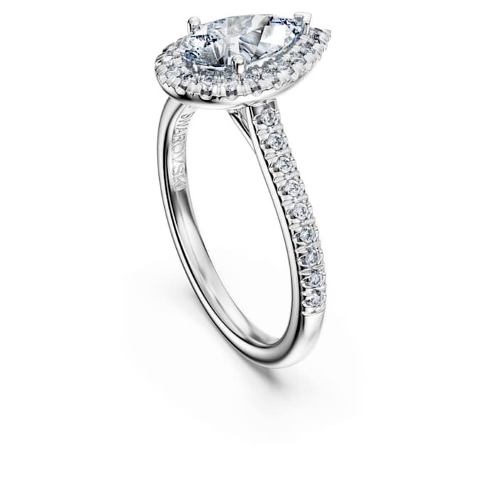 Eternity Halo solitaire-ring med laboratoriefremstillede diamanter på i alt 1,3 ct, pæreform, 14K hvidguld Eternity Halo solitaire-ring med laboratoriefremstillede diamanter på i alt 1,3 ct, pæreform, 14K hvidguld