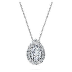Eternity Halo Solitaire-vedhæng med laboratoriedyrkede diamanter, 1 ct i alt, pæreform, 14K hvidguld Eternity Halo Solitaire-vedhæng med laboratoriedyrkede diamanter, 1 ct i alt, pæreform, 14K hvidguld