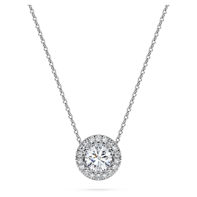 Eternity Halo solitaire-vedhæng med laboratoriefremstillede diamanter, 0,59 ct i alt, rund form, 14K hvidguld Eternity Halo solitaire-vedhæng med laboratoriefremstillede diamanter, 0,59 ct i alt, rund form, 14K hvidguld