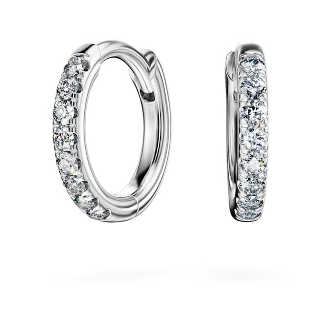 Eternity Hoop-øreringe med laboratoriefremstillede diamanter, 0,1 ct i alt, runde, små, 14K hvidguld Eternity Hoop-øreringe med laboratoriefremstillede diamanter, 0,1 ct i alt, runde, små, 14K hvidguld