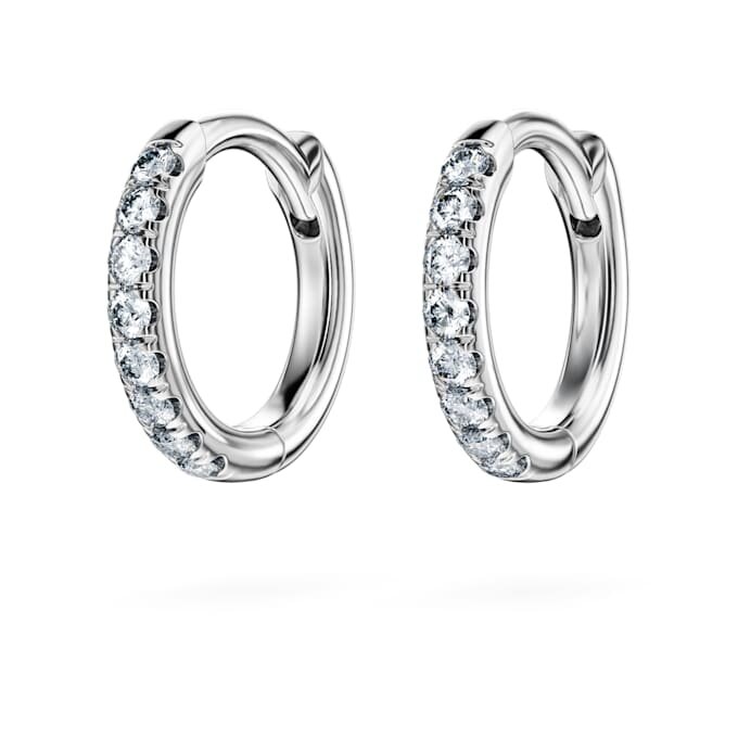 Eternity Hoop-øreringe med laboratoriefremstillede diamanter, 0,1 ct i alt, runde, små, 14K hvidguld Eternity Hoop-øreringe med laboratoriefremstillede diamanter, 0,1 ct i alt, runde, små, 14K hvidguld