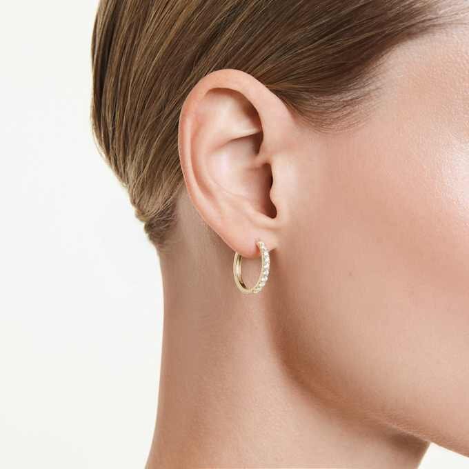 Eternity-øreringe med laboratoriefremstillede diamanter, 0,5 ct i alt, runde, 14K gult guld Eternity-øreringe med laboratoriefremstillede diamanter, 0,5 ct i alt, runde, 14K gult guld