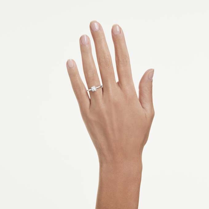 Eternity-ring med laboratoriefremstillede diamanter, 1 ct i alt, runde, 14K hvidguld Eternity-ring med laboratoriefremstillede diamanter, 1 ct i alt, runde, 14K hvidguld